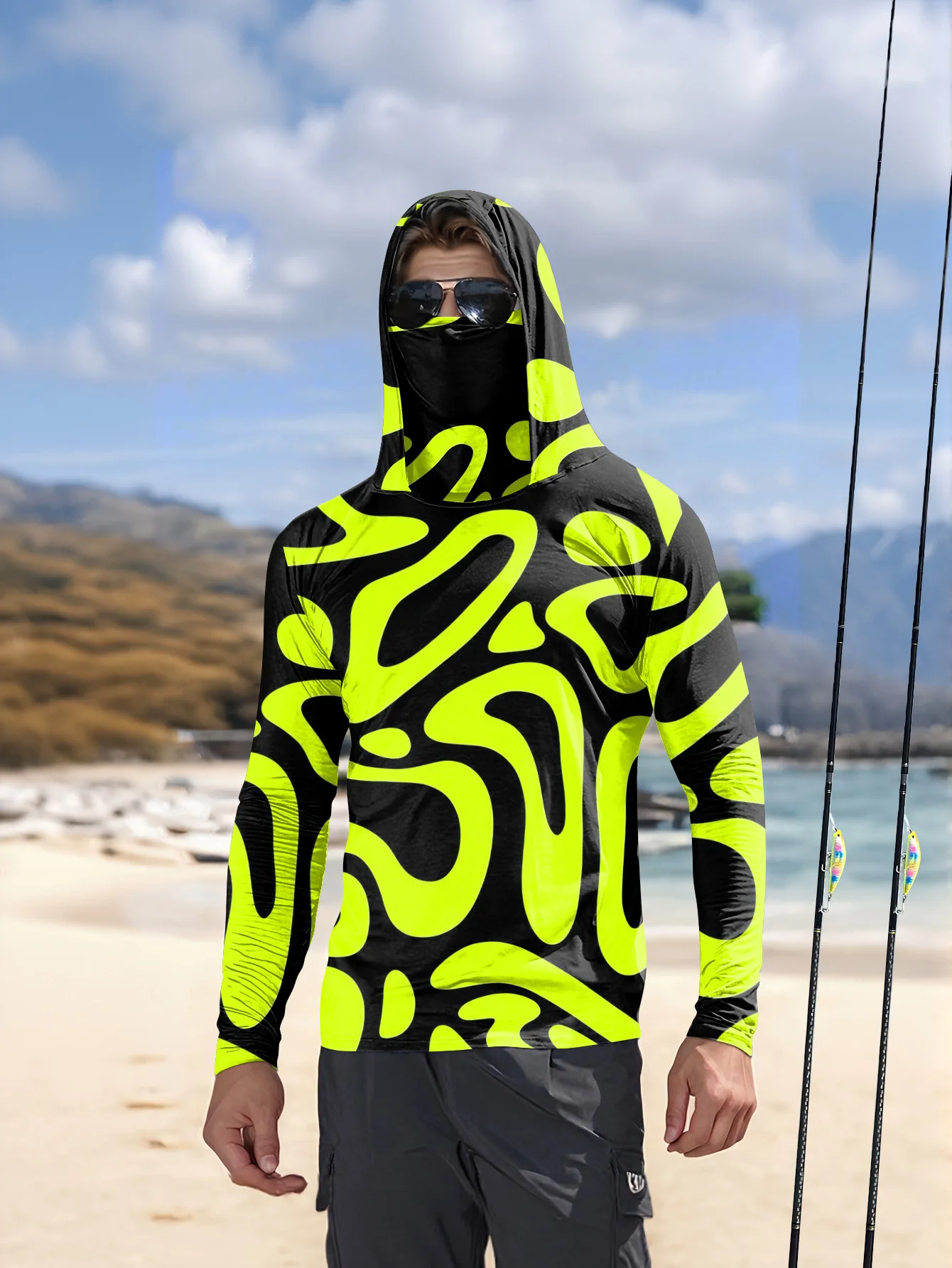 Fishing Shirt Uv Protection - T-shirt de pêche à capuche pour
