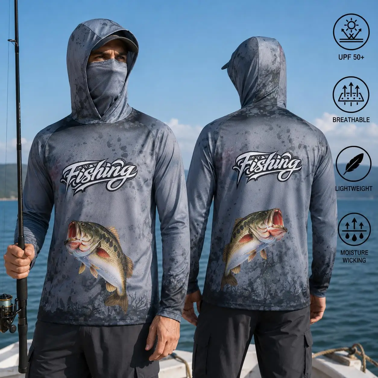 Chemise de pêche à capuche pou - Fishing Mask Sun Protection avis et prix