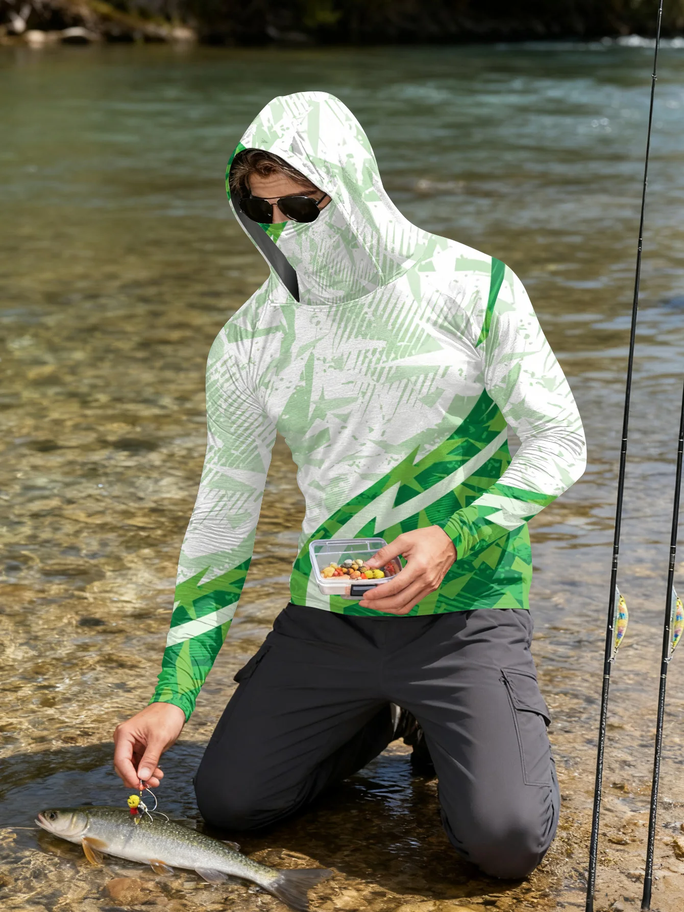 T-shirt de pêche pour hommes,  - Fishing Mask Sun Protection avis et prix