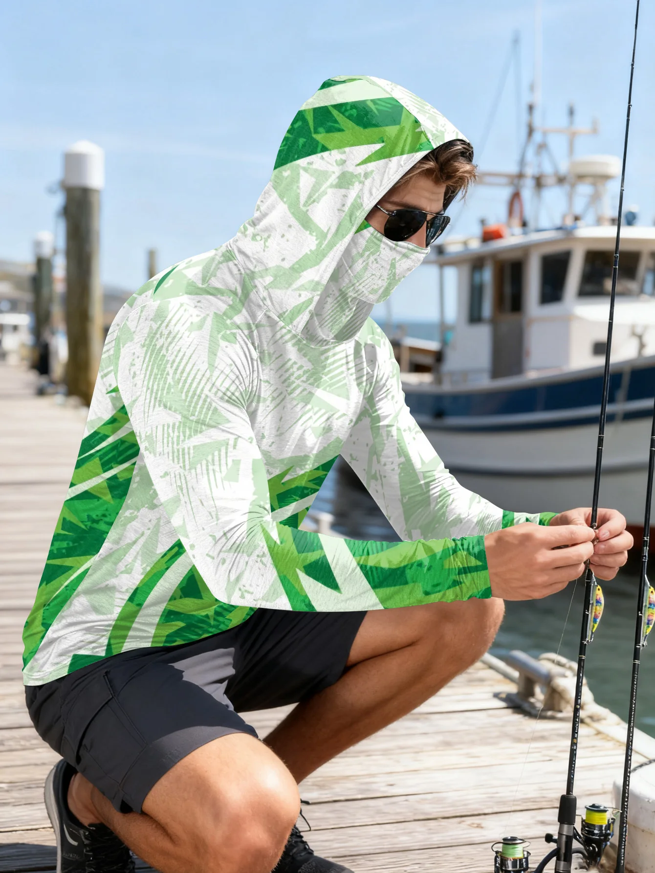 T-shirt de pêche pour hommes,  - Fishing Mask Sun Protection avis et prix