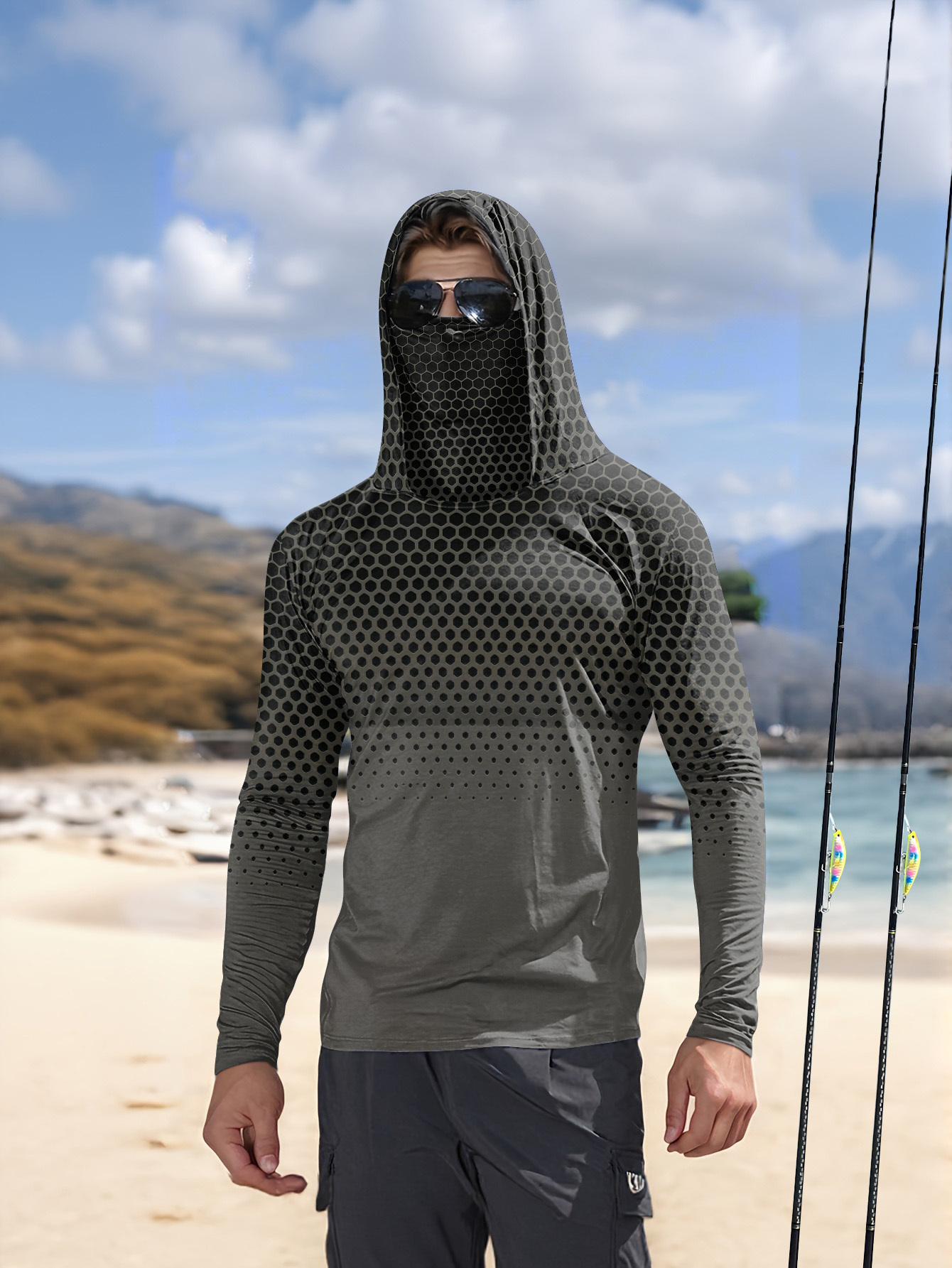 Sweat-shirt de pêche pour homm - Fishing Mask Sun Protection avis et prix